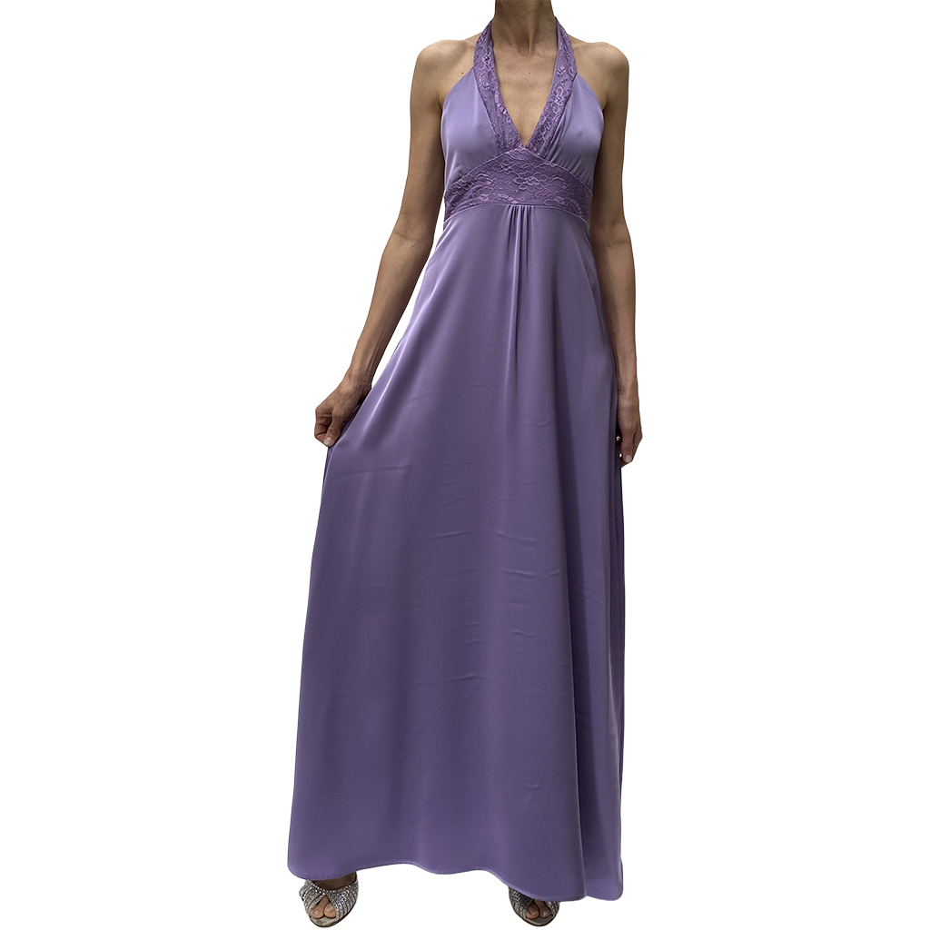 abito lungo inserti pizzo lilla