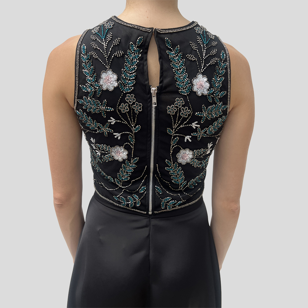 Alternative view of TOP RICAMATO FIORI NERO