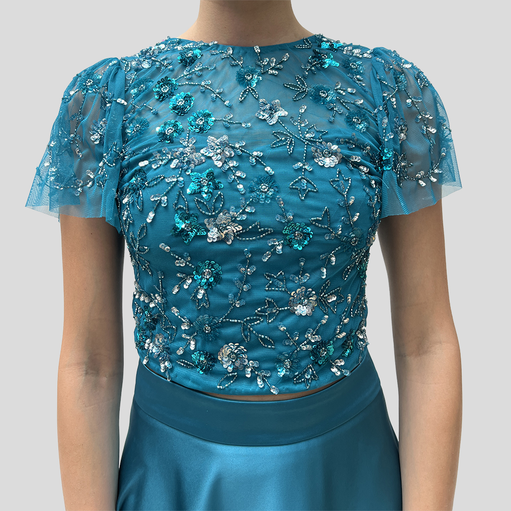 TOP MANICHETTA PETROLIO