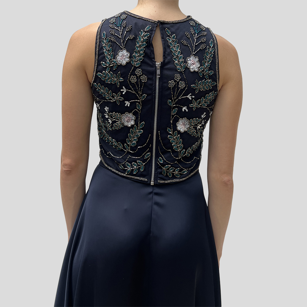 Alternative view of TOP RICAMATO FIORI NAVY