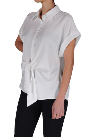 Alternative view of CAMCIA MANICA CORTA FIOCCO VITA BIANCO