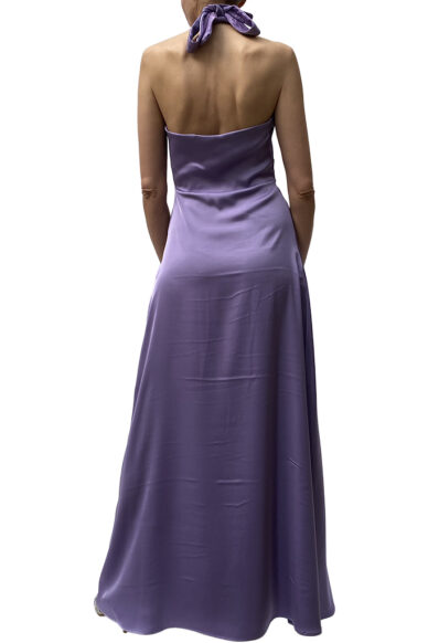 Alternative view of abito lungo inserti pizzo lilla