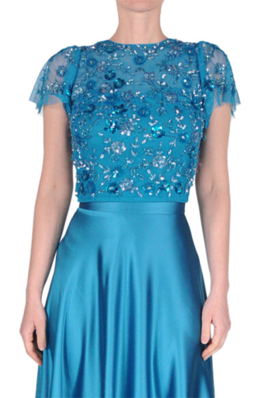 TOP MANICHETTA PETROLIO