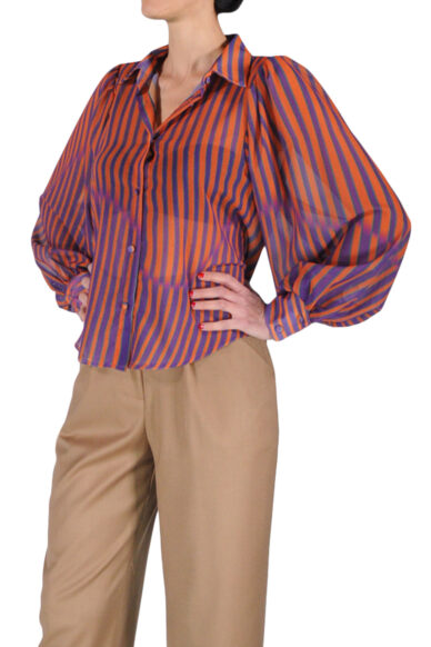 CAMICIA MANICA LANTERNA RIGHE VIOLA