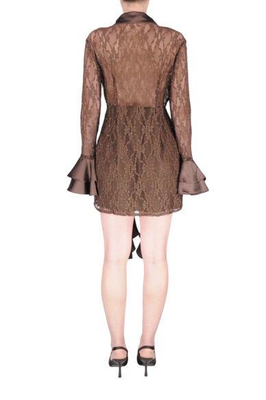 Alternative view of MINI DRESS PIZZO E STRASS MARRONE