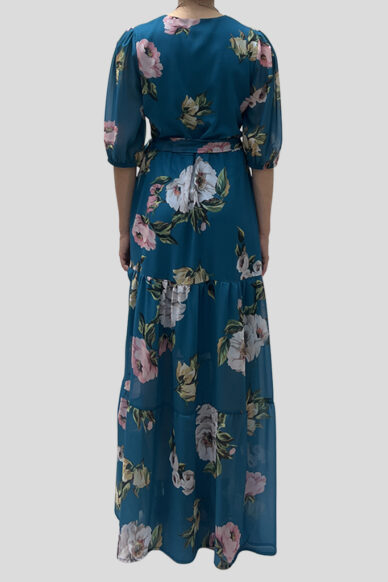 Alternative view of abito lungo balze FIORI PETROL