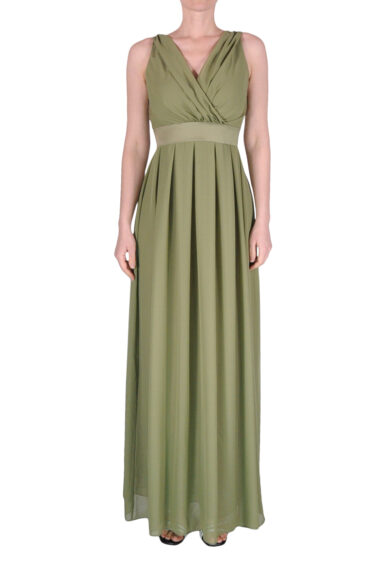 ABITO LUNGO SCOLLO INCROCIATO SENZA MANICHE SALVIA