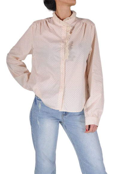 CAMICIA POIS PIZZO BEIGE ROSA