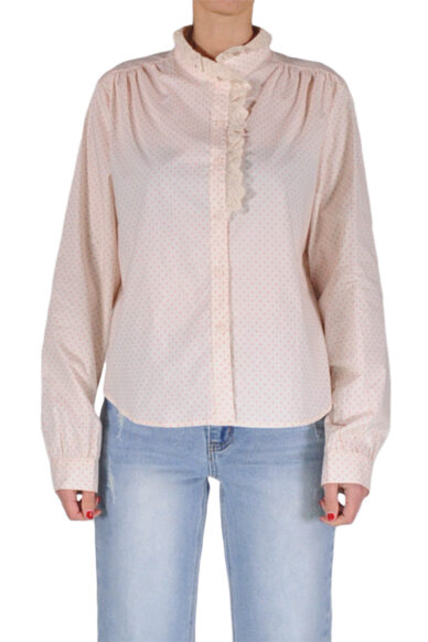 Alternative view of CAMICIA POIS PIZZO BEIGE ROSA