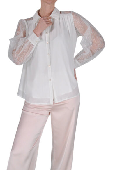 Alternative view of CAMICIA MANICA LUNGA PIZZO BIANCO