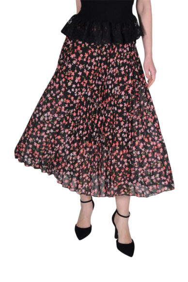 GONNA MIDI PLISSE FIORI ROSA