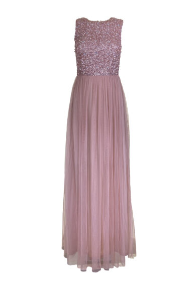 ABITO LUNGO PAILLETTES ROSA ANTICO