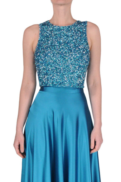 TOP PAILLETTES PETROLIO