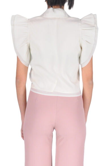 Alternative view of CAMICIA CROP MANICA CORTA VOLANT AVORIO