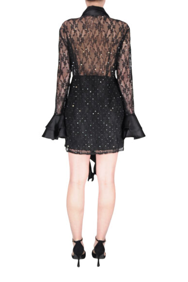 Alternative view of MINI DRESS PIZZO E STRASS NERO