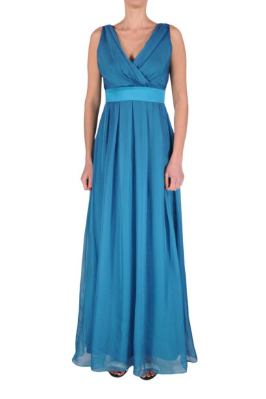 ABITO LUNGO SCOLLO INCROCIATO SENZA MANICHE PETROLIO