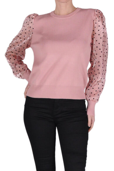 TOP MANICA LUNGA POIS ROSA