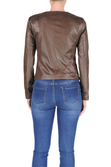 Alternative view of giacca girocollo zip marrone