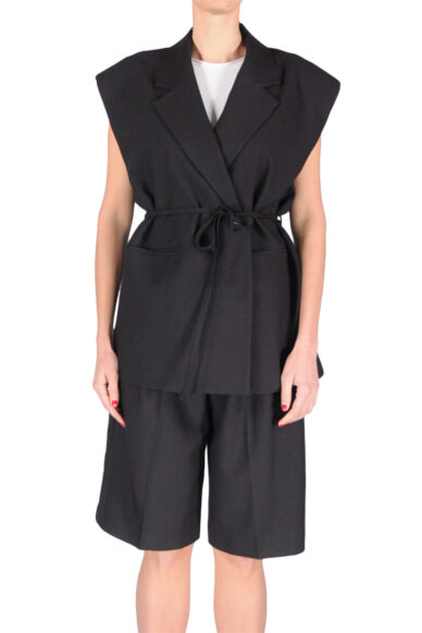 GILET LUNGO CON CINTA AVVITATO NERO