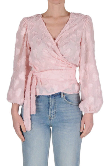 Alternative view of TOP INCROCIO CUORI ROSA