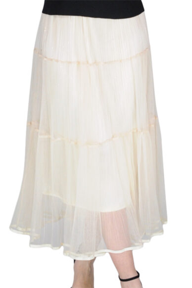 GONNA MIDI BALZE MINI PLISSE AVORIO