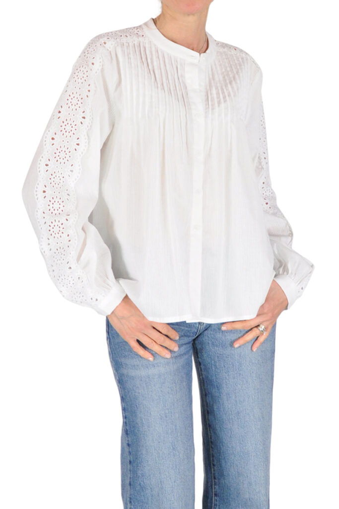 CAMICIA SANGALLO TRAFORATA MANICA BIANCO