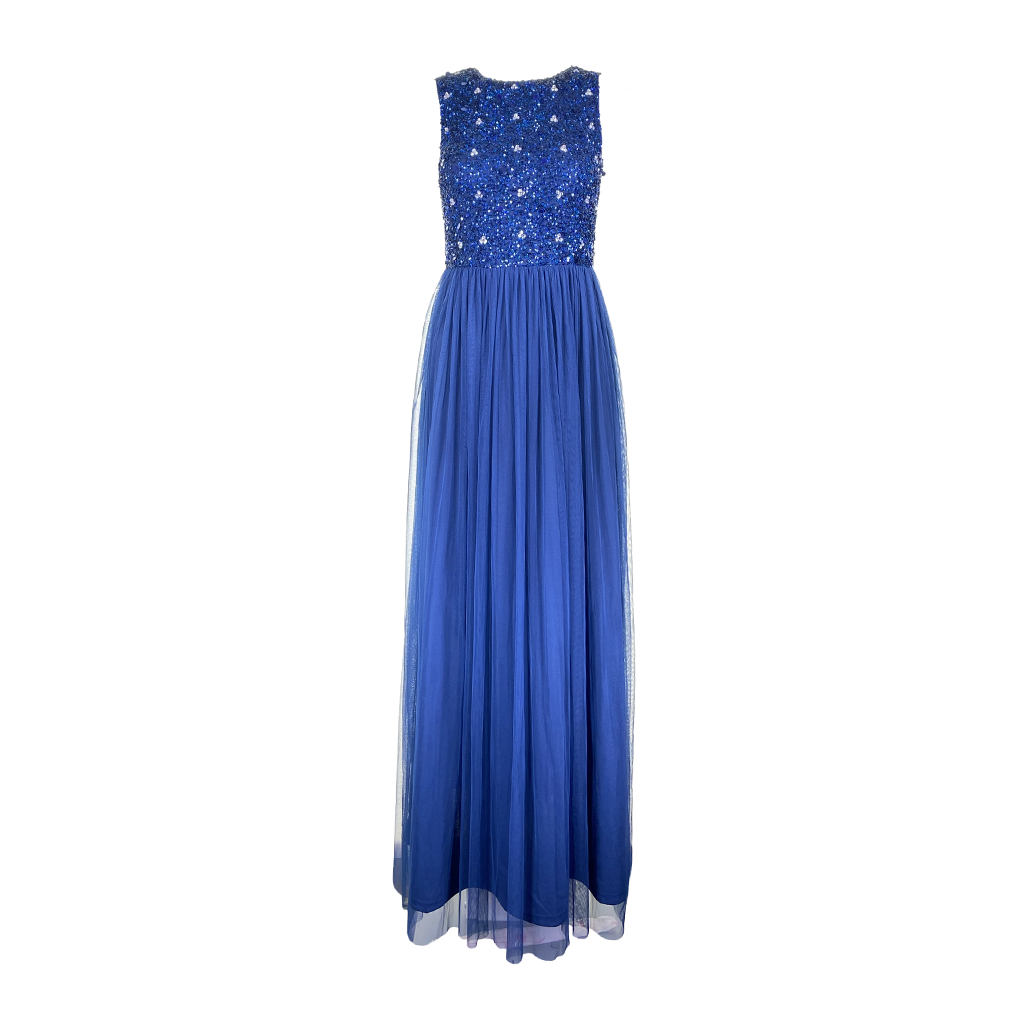 ABITO LUNGO PAILLETTES BLU