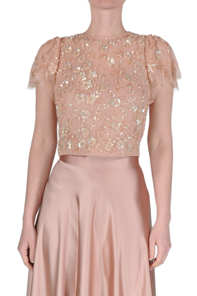 TOP MANICHETTA ROSA