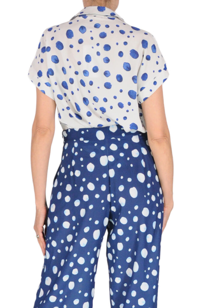 Alternative view of CAMICIA OVER MANICA CORTA POIS BLU