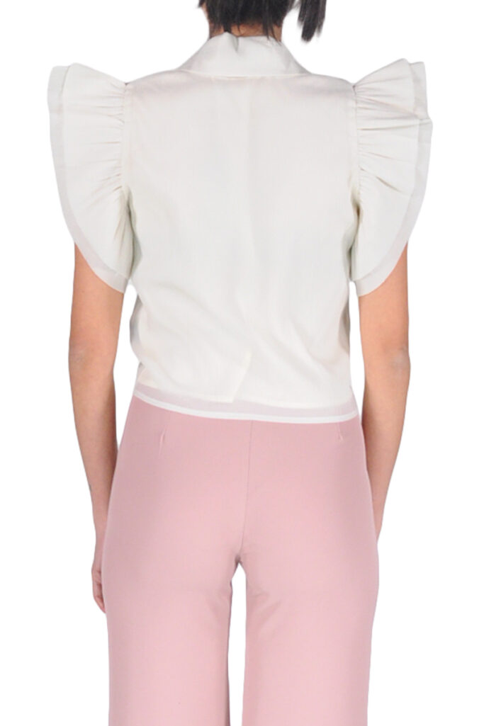 Alternative view of CAMICIA CROP MANICA CORTA VOLANT AVORIO