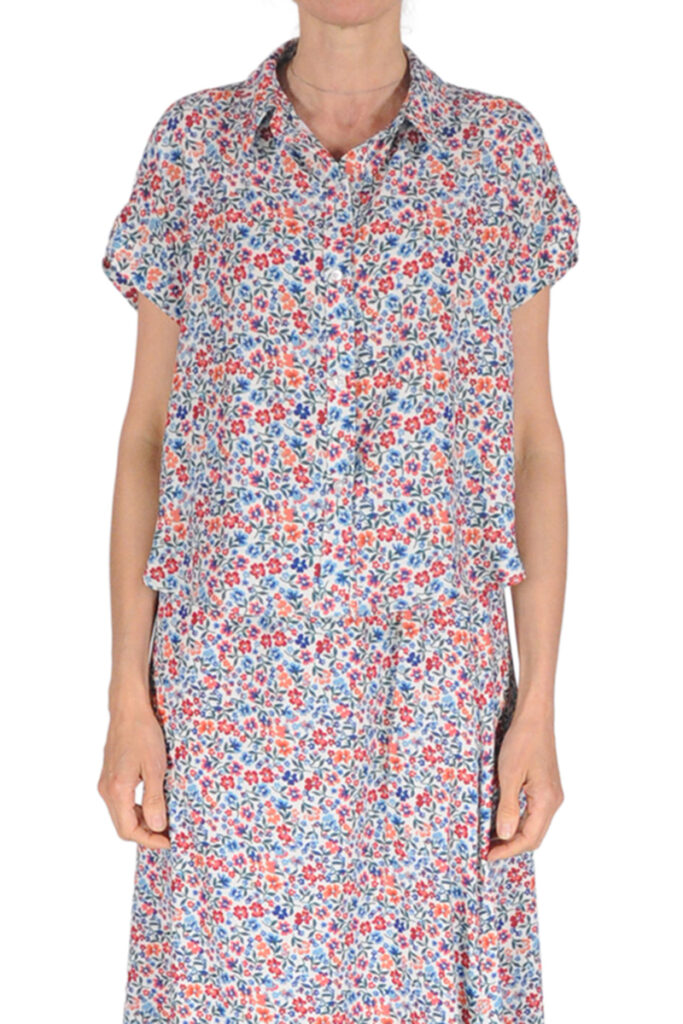 CAMICIA OVER MANICA CORTA FIORELLINO