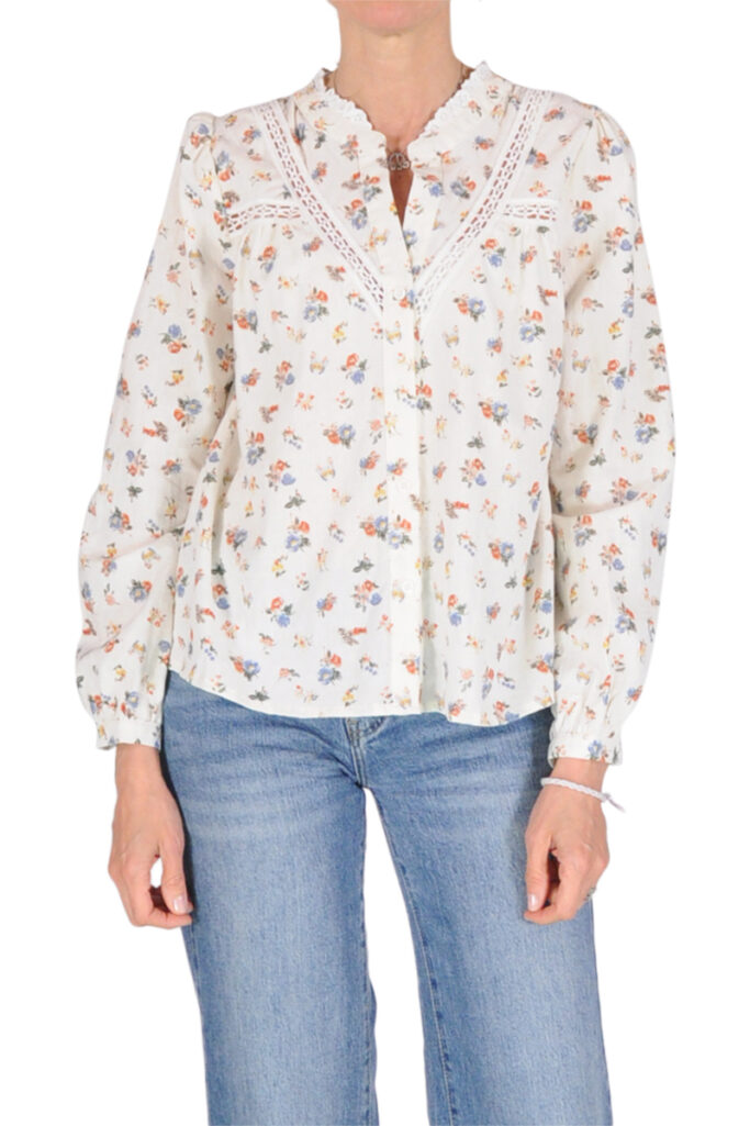 CAMICIA INSERTI PIZZO ROSE BLU