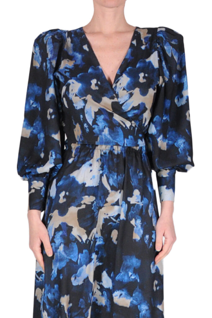TOP CON FIOCCO IN VITA ASTRATTO BLU