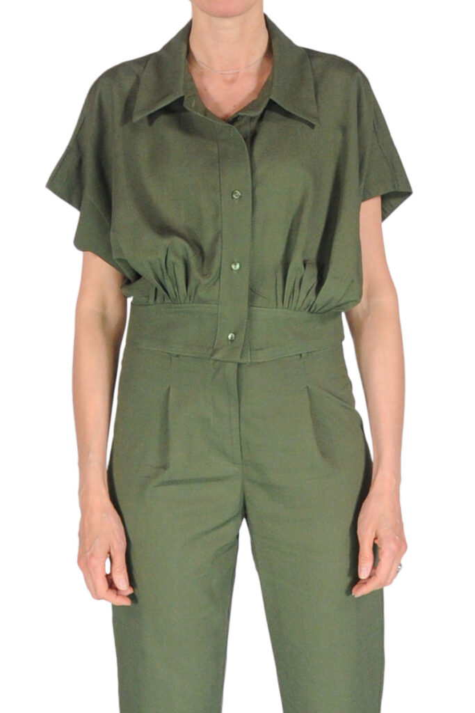 CAMICIA CROP MANICA CORTA VERDE