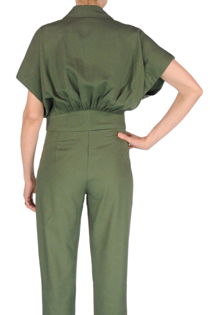 Alternative view of CAMICIA CROP MANICA CORTA VERDE