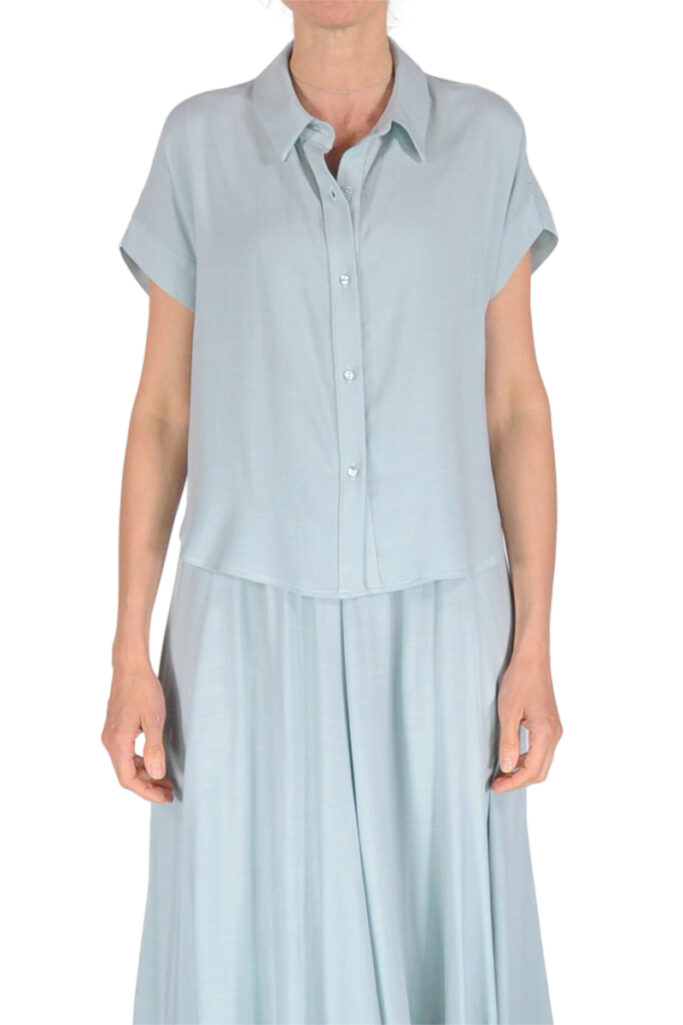 CAMICIA OVER MANICA CORTA CELESTE
