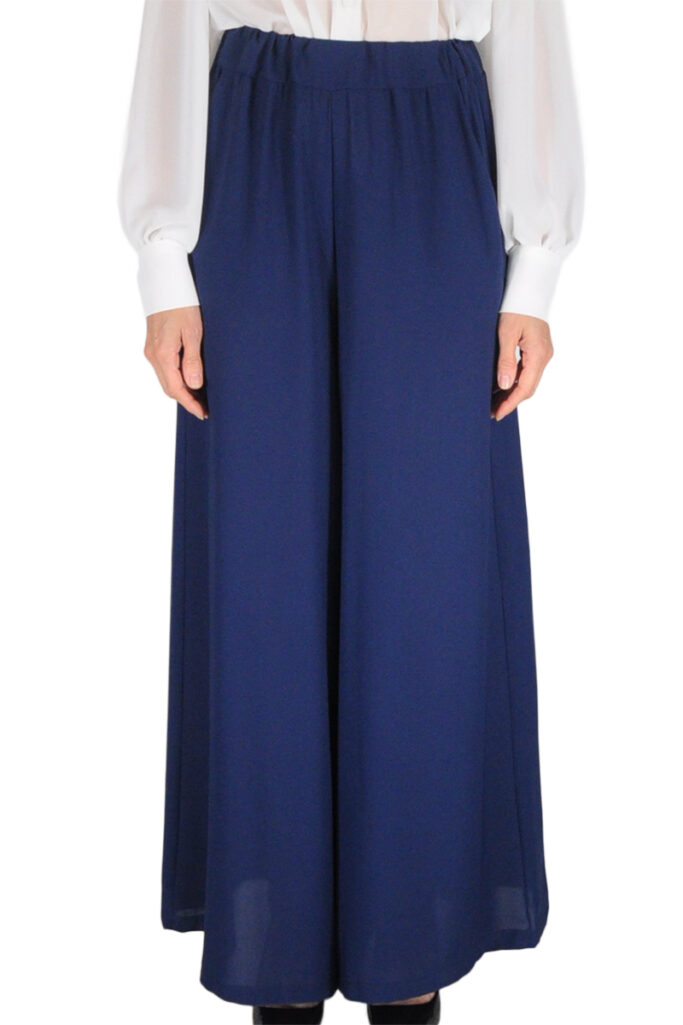 PANTALONE LARGO FLUIDO CON ELASTICO BLU