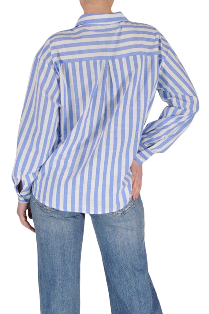 Alternative view of CAMICIA OVER TASCHINO RIGHE AZZURR