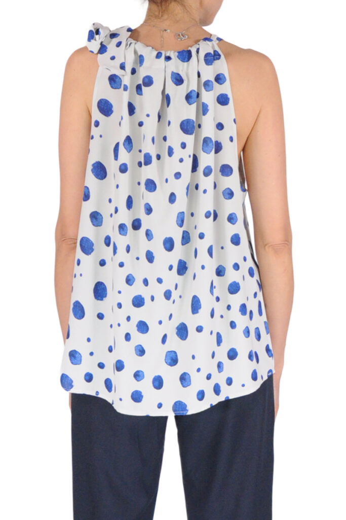 Alternative view of TOP FIOCCO SCOLLO AMERICANO POIS BLU