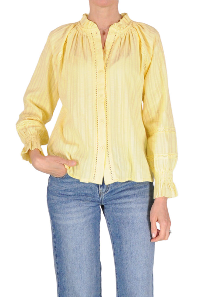 CAMICIA GIROCOLLO RICAMATA GIALLO