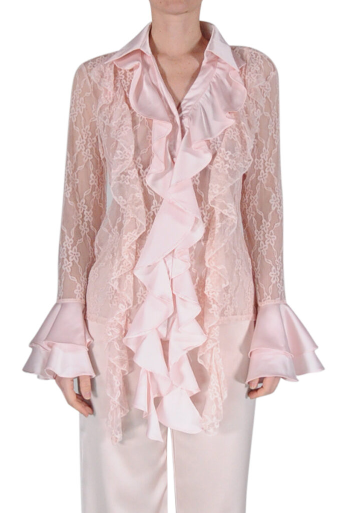 CAMICIA GIOIELLO VOLANT PIZZO ROSA