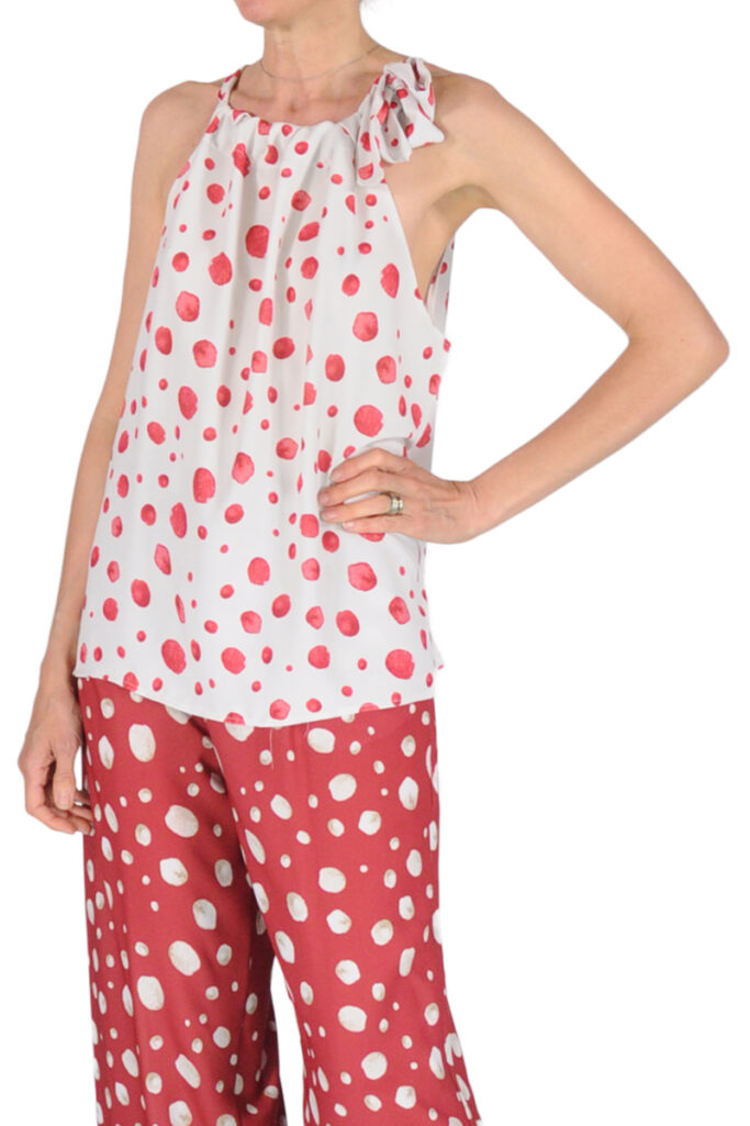 Alternative view of TOP FIOCCO SCOLLO AMERICANO POIS ROSSO