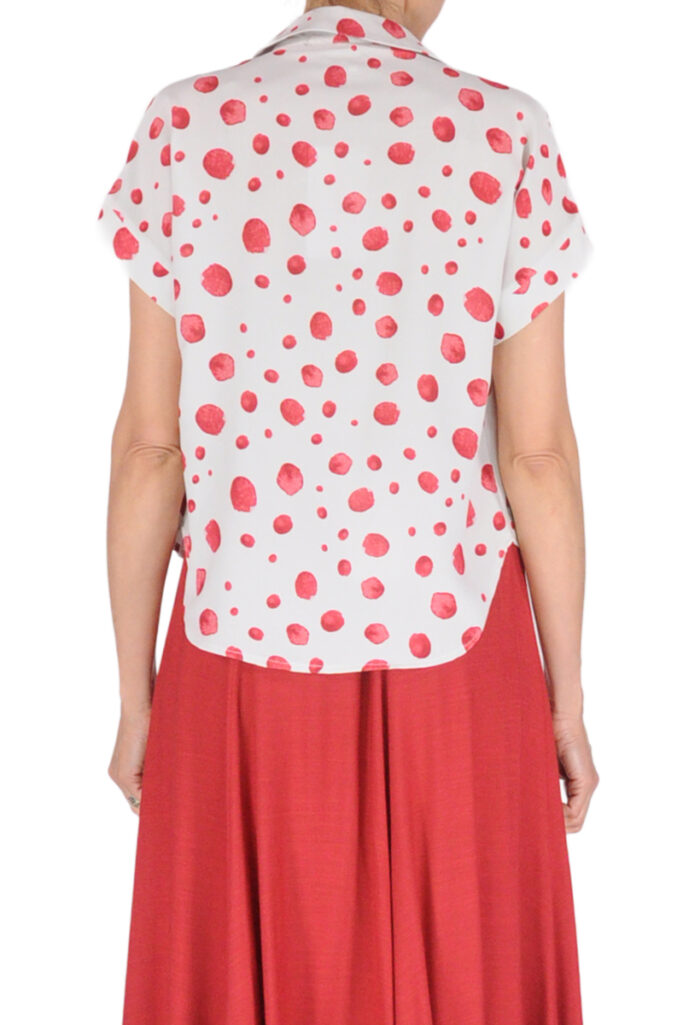Alternative view of CAMICIA OVER MANICA CORTA POIS ROSSO