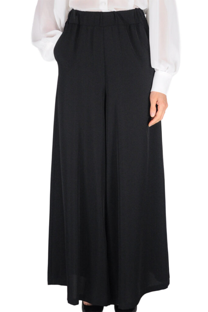 PANTALONE LARGO FLUIDO CON ELASTICO NERO