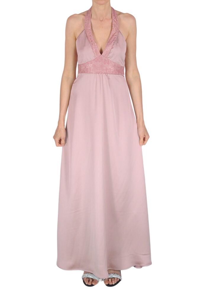 AVITO SCOLLO V INSERTI PIZZO ALLACCIATURA DIETRO AL COLLO ROSA ANTICO