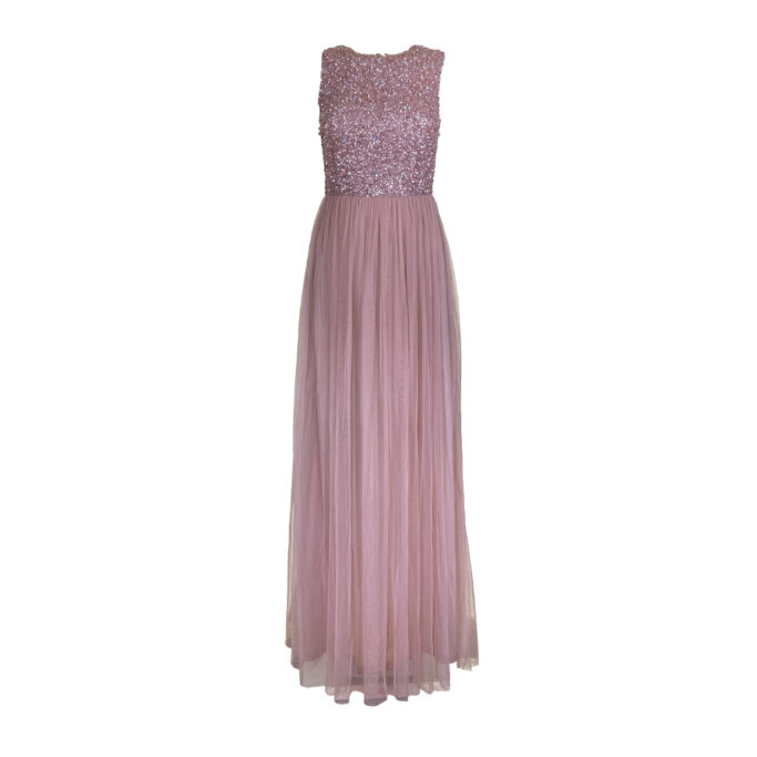 ABITO LUNGO PAILLETTES ROSA ANTICO