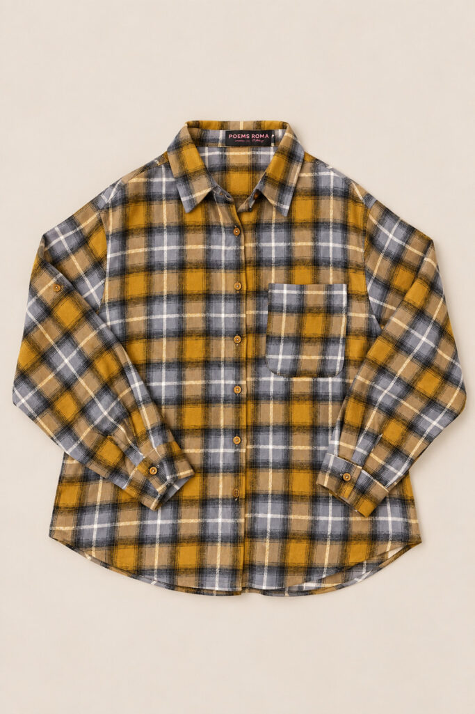 Alternative view of CAMICIA A QUADRI GIALLO