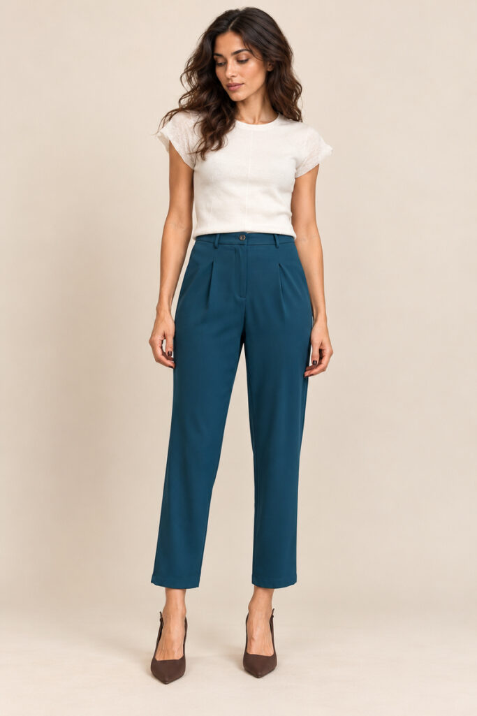 PANTALONE SIGARETTA PETROLIO