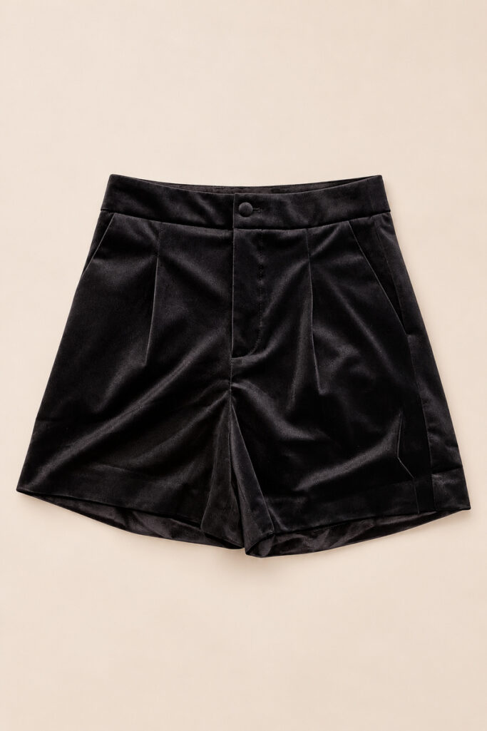 Alternative view of SHORTS CON PINCES IN VELLUTO NERO