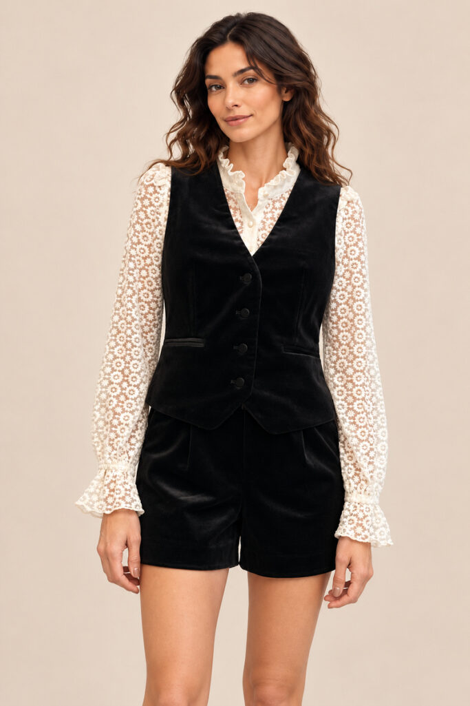 GILET ELEGANTE IN VELLUTO NERO